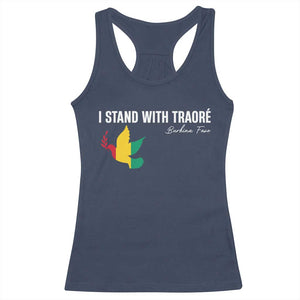 I Stand With Traoré Racerback Tank Top Burkina Faso Peace Dove TS02 Navy Print Your Wear