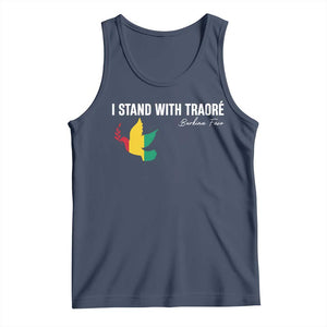 I Stand With Traoré Tank Top Burkina Faso Peace Dove TS02 Navy Print Your Wear