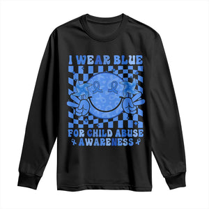 I Wear Blue For Child Abuse Awareness Month Long Sleeve Shirt TS11 Black Print Your Wear