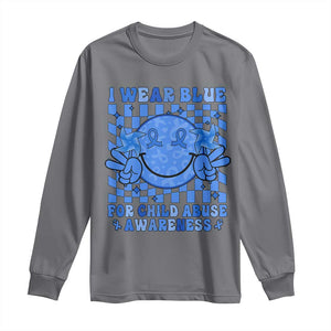 I Wear Blue For Child Abuse Awareness Month Long Sleeve Shirt TS11 Charcoal Print Your Wear