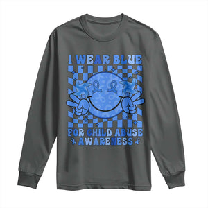 I Wear Blue For Child Abuse Awareness Month Long Sleeve Shirt TS11 Dark Heather Print Your Wear
