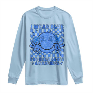 I Wear Blue For Child Abuse Awareness Month Long Sleeve Shirt TS11 Light Blue Print Your Wear