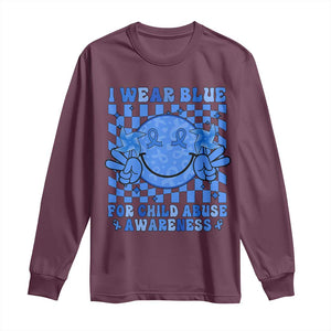 I Wear Blue For Child Abuse Awareness Month Long Sleeve Shirt TS11 Maroon Print Your Wear