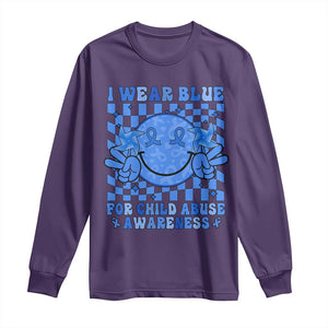 I Wear Blue For Child Abuse Awareness Month Long Sleeve Shirt TS11 Purple Print Your Wear