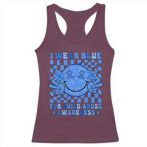 I Wear Blue For Child Abuse Awareness Month Racerback Tank Top TS11 Maroon Print Your Wear