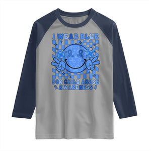 I Wear Blue For Child Abuse Awareness Month Raglan Shirt TS11 Sport Gray Navy Print Your Wear
