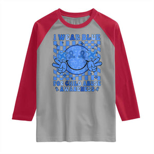 I Wear Blue For Child Abuse Awareness Month Raglan Shirt TS11 Sport Gray Red Print Your Wear