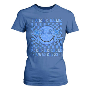 I Wear Blue For Child Abuse Awareness Month T Shirt For Women TS11 Royal Blue Print Your Wear