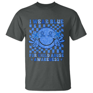 I Wear Blue For Child Abuse Awareness Month T Shirt TS11 Dark Heather Print Your Wear