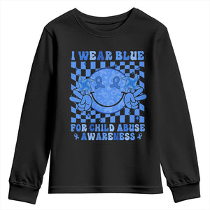 I Wear Blue For Child Abuse Awareness Month Youth Sweatshirt TS11 Black Print Your Wear