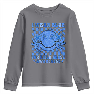 I Wear Blue For Child Abuse Awareness Month Youth Sweatshirt TS11 Charcoal Print Your Wear