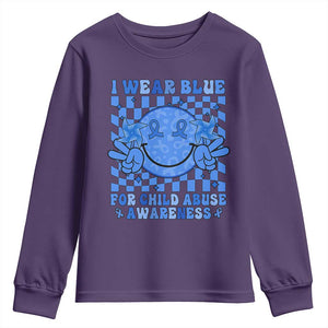 I Wear Blue For Child Abuse Awareness Month Youth Sweatshirt TS11 Purple Print Your Wear