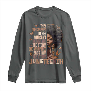 I'm The Storm Black Women Long Sleeve Shirt Juneteenth Black History Melanin TS10 Dark Heather Print Your Wear