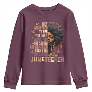 I'm The Storm Black Women Youth Sweatshirt Juneteenth Black History Melanin TS10 Maroon Print Your Wear