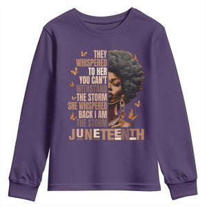 I'm The Storm Black Women Youth Sweatshirt Juneteenth Black History Melanin TS10 Purple Print Your Wear