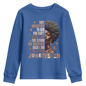 I'm The Storm Black Women Youth Sweatshirt Juneteenth Black History Melanin TS10 Royal Blue Print Your Wear