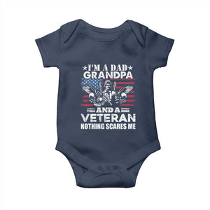 Im a Dad Grandpa and Veteran Baby Onesie Fearless Patriotic Military Family TS02 Navy Print Your Wear