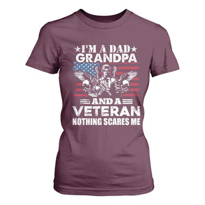 Im a Dad Grandpa and Veteran T Shirt For Women Fearless Patriotic Military Family TS02 Maroon Print Your Wear