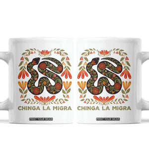 Immigrant Rights Coffee Mug Chinga La Migra TS10 White Print Your Wear