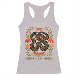Immigrant Rights Racerback Tank Top Chinga La Migra TS10 Ice Gray Print Your Wear