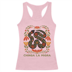 Immigrant Rights Racerback Tank Top Chinga La Migra TS10 Light Pink Print Your Wear