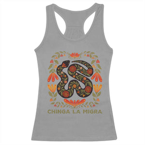 Immigrant Rights Racerback Tank Top Chinga La Migra TS10 Sport Gray Print Your Wear