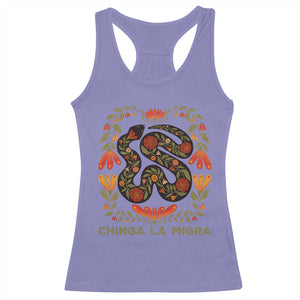 Immigrant Rights Racerback Tank Top Chinga La Migra TS10 Violet Print Your Wear