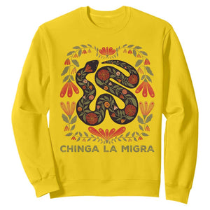 Immigrant Rights Sweatshirt Chinga La Migra TS10 Daisy Print Your Wear