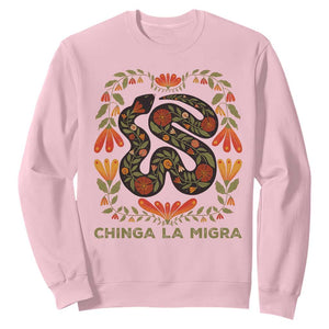 Immigrant Rights Sweatshirt Chinga La Migra TS10 Light Pink Print Your Wear