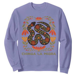 Immigrant Rights Sweatshirt Chinga La Migra TS10 Violet Print Your Wear