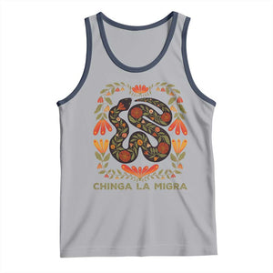 Immigrant Rights Tank Top Chinga La Migra TS10 Athletic Heather Navy Print Your Wear