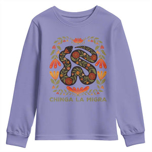 Immigrant Rights Youth Sweatshirt Chinga La Migra TS10 Violet Print Your Wear
