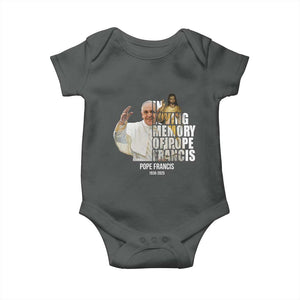 In Loving Memory of Pope Francis Baby Onesie Viva il Papa 1936-2025 TS02 Dark Heather Print Your Wear