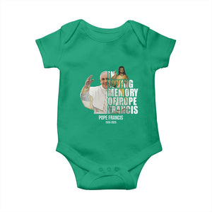 In Loving Memory of Pope Francis Baby Onesie Viva il Papa 1936-2025 TS02 Irish Green Print Your Wear