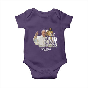In Loving Memory of Pope Francis Baby Onesie Viva il Papa 1936-2025 TS02 Purple Print Your Wear