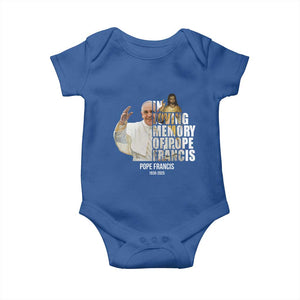 In Loving Memory of Pope Francis Baby Onesie Viva il Papa 1936-2025 TS02 Royal Blue Print Your Wear