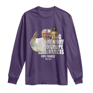 In Loving Memory of Pope Francis Long Sleeve Shirt Viva il Papa 1936-2025 TS02 Purple Print Your Wear
