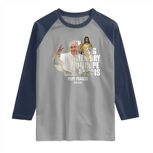 In Loving Memory of Pope Francis Raglan Shirt Viva il Papa 1936-2025 TS02 Sport Gray Navy Print Your Wear