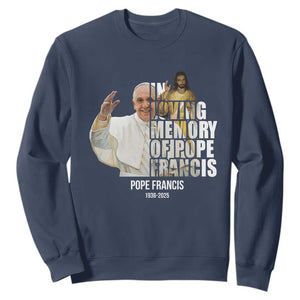In Loving Memory of Pope Francis Sweatshirt Viva il Papa 1936-2025 TS02 Navy Print Your Wear