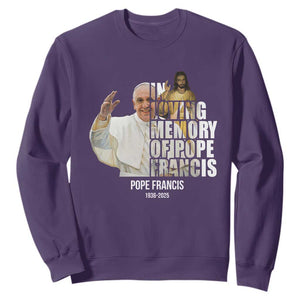 In Loving Memory of Pope Francis Sweatshirt Viva il Papa 1936-2025 TS02 Purple Print Your Wear