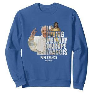 In Loving Memory of Pope Francis Sweatshirt Viva il Papa 1936-2025 TS02 Royal Blue Print Your Wear