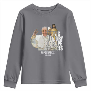 In Loving Memory of Pope Francis Youth Sweatshirt Viva il Papa 1936-2025 TS02 Charcoal Print Your Wear