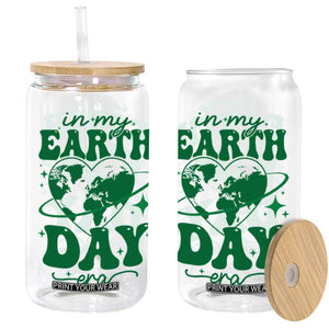 In My Earth Day Era Glass Can Cute Groovy Planet Heart TS02 White Print Your Wear