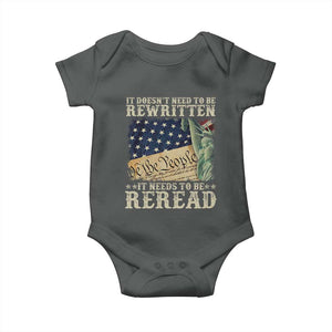 It Doesn't Need To Be Rewritten It Needs To Be Reread Baby Onesie We The People Vintage American Flag TS11 Dark Heather Print Your Wear