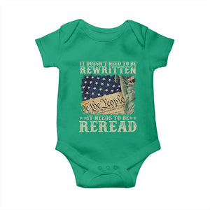 It Doesn't Need To Be Rewritten It Needs To Be Reread Baby Onesie We The People Vintage American Flag TS11 Irish Green Print Your Wear
