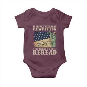 It Doesn't Need To Be Rewritten It Needs To Be Reread Baby Onesie We The People Vintage American Flag TS11 Maroon Print Your Wear
