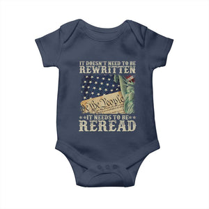 It Doesn't Need To Be Rewritten It Needs To Be Reread Baby Onesie We The People Vintage American Flag TS11 Navy Print Your Wear