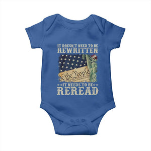 It Doesn't Need To Be Rewritten It Needs To Be Reread Baby Onesie We The People Vintage American Flag TS11 Royal Blue Print Your Wear