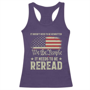 It Doesn't Need To Be Rewritten It Needs To Be Reread Racerback Tank Top We The People Vintage Flag TS11 Purple Print Your Wear