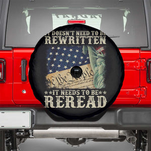 It Doesn't Need To Be Rewritten It Needs To Be Reread Spare Tire Cover We The People Vintage American Flag TS11 Black Print Your Wear